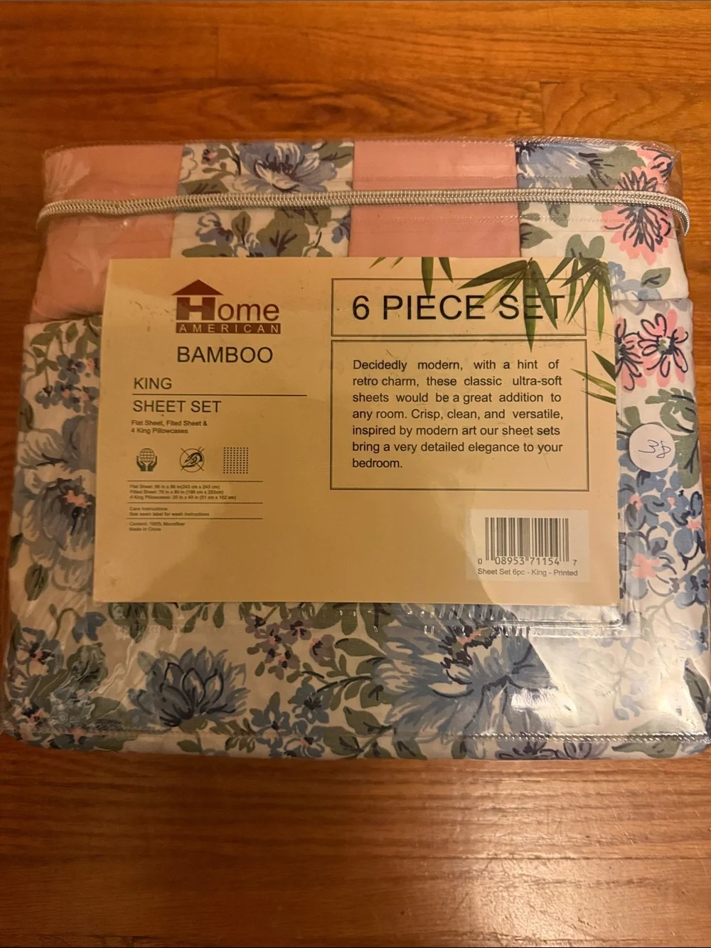 Expressions Floral King Sheet Set in Blue & Pink